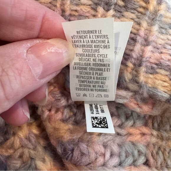 Aerie Oversized Striped Knit Kangaroo Pocket Hooded Sweater - Pink/Gray, Size XS - Picture 6 of 14